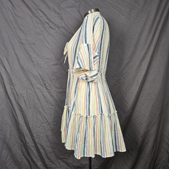Spiaggia Dolce White Striped Fit & Flare Dress Size L - Picture 7 of 14